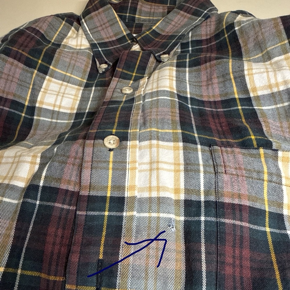 Vintage Viyella Men's Shirt Cotton Wool Made in Hong Kong Plaid Sz L W/ Flaw - Picture 5 of 11